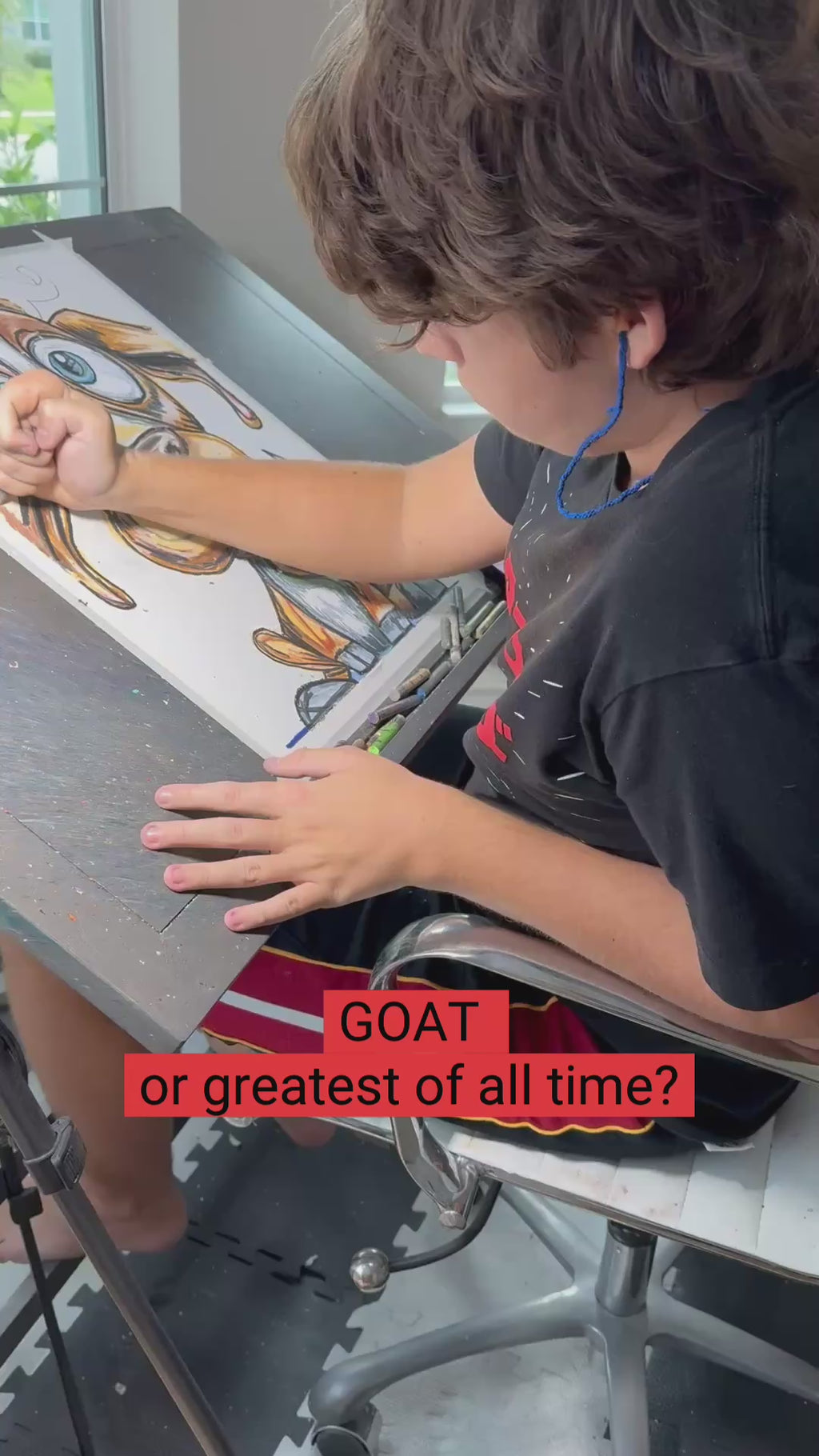 Mr Goatface - ORIGINAL OIL PASTEL ARTWORK 16x20" -  (video attached)