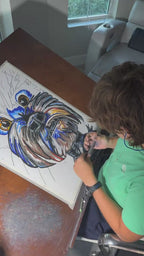 The Blue Schnauzer - ORIGINAL OIL PASTEL ARTWORK - 19x24" (video attached)