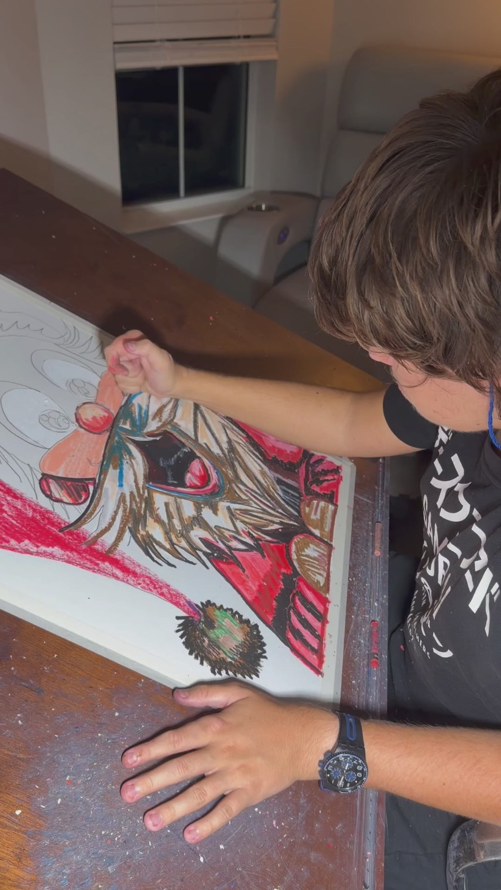 Joyful Santa - ORIGINAL OIL PASTEL ARTWORK - 19x24" (video attached)