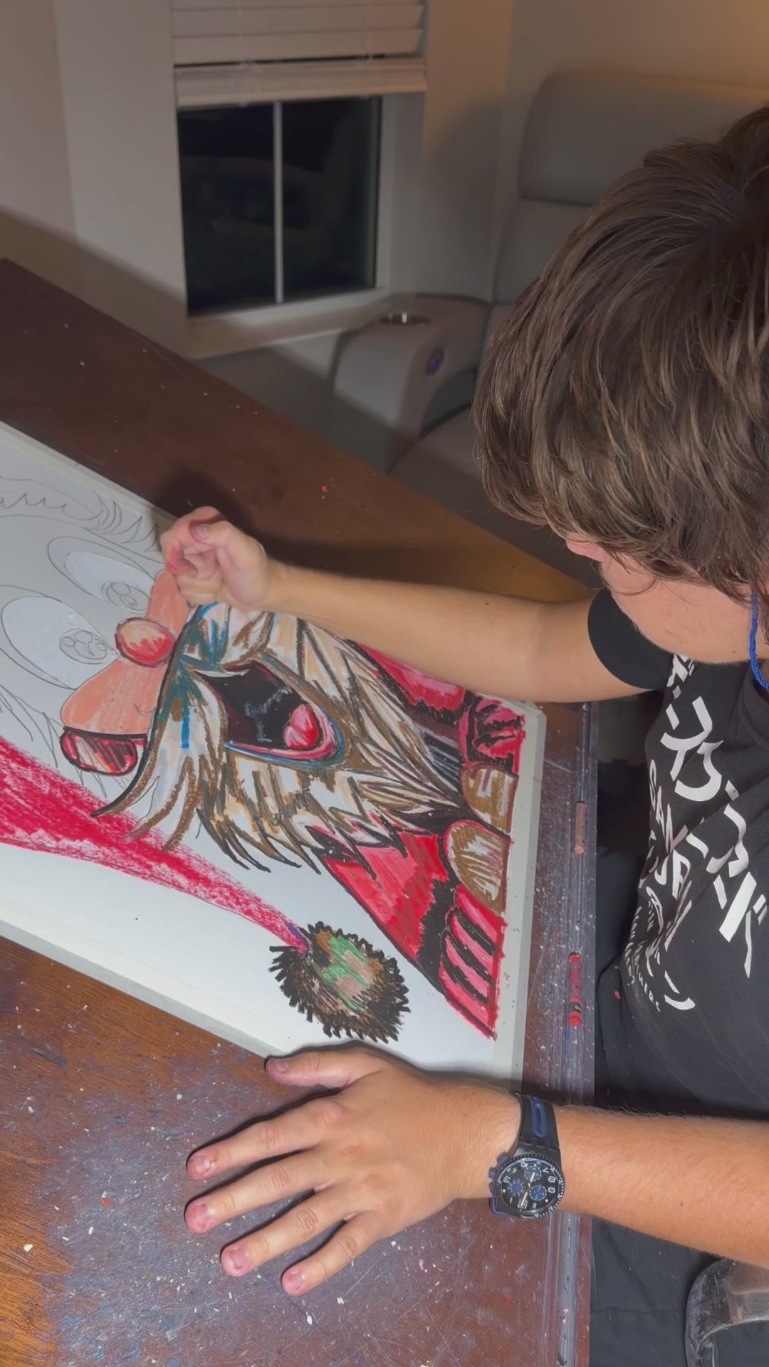 Joyful Santa - ORIGINAL OIL PASTEL ARTWORK - 19x24" (video attached)