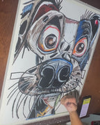 Funny Dalmatian - ORIGINAL OIL PASTEL ARTWORK - 19x24" (video attached)