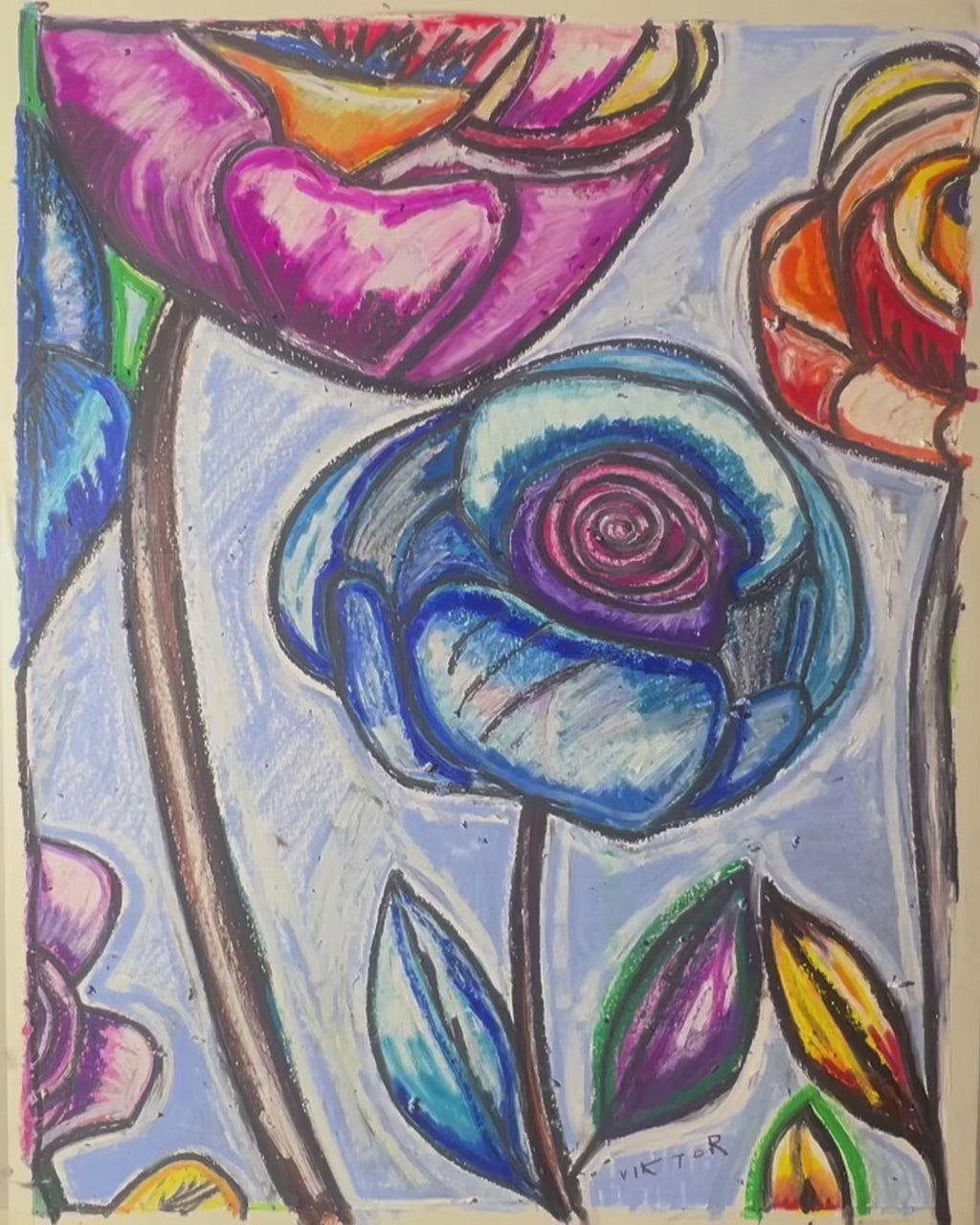 Garden of Enchantment - ORIGINAL OIL PASTEL ARTWORK - 19x24"