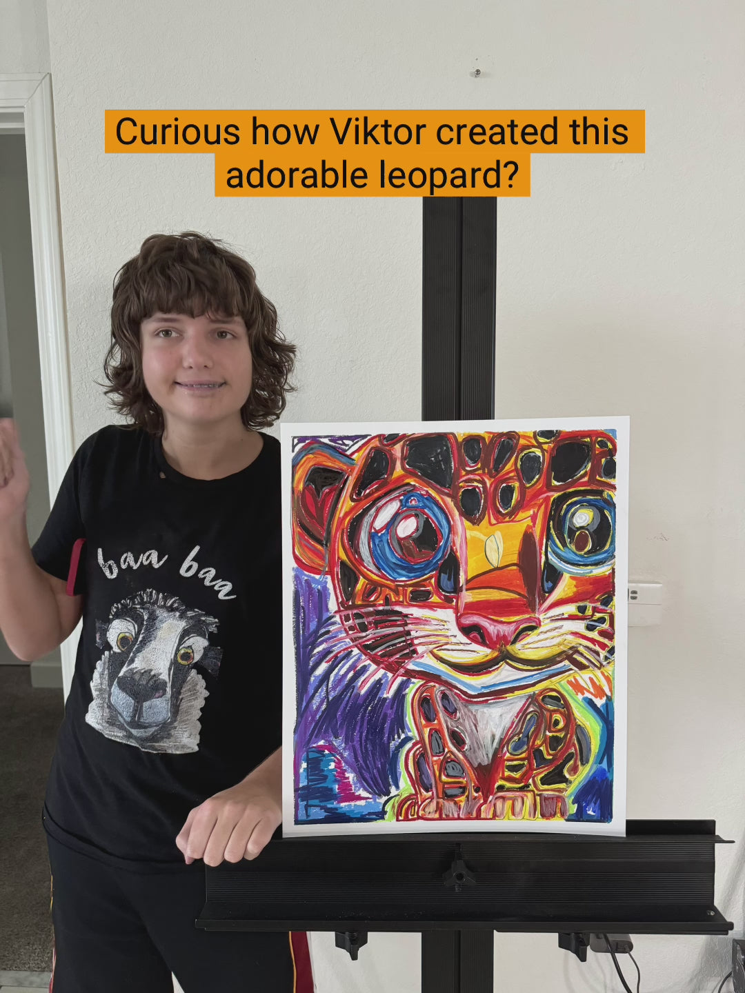 Leo The Leopard  - ORIGINAL OIL PASTELS ARTWORK 14x17”