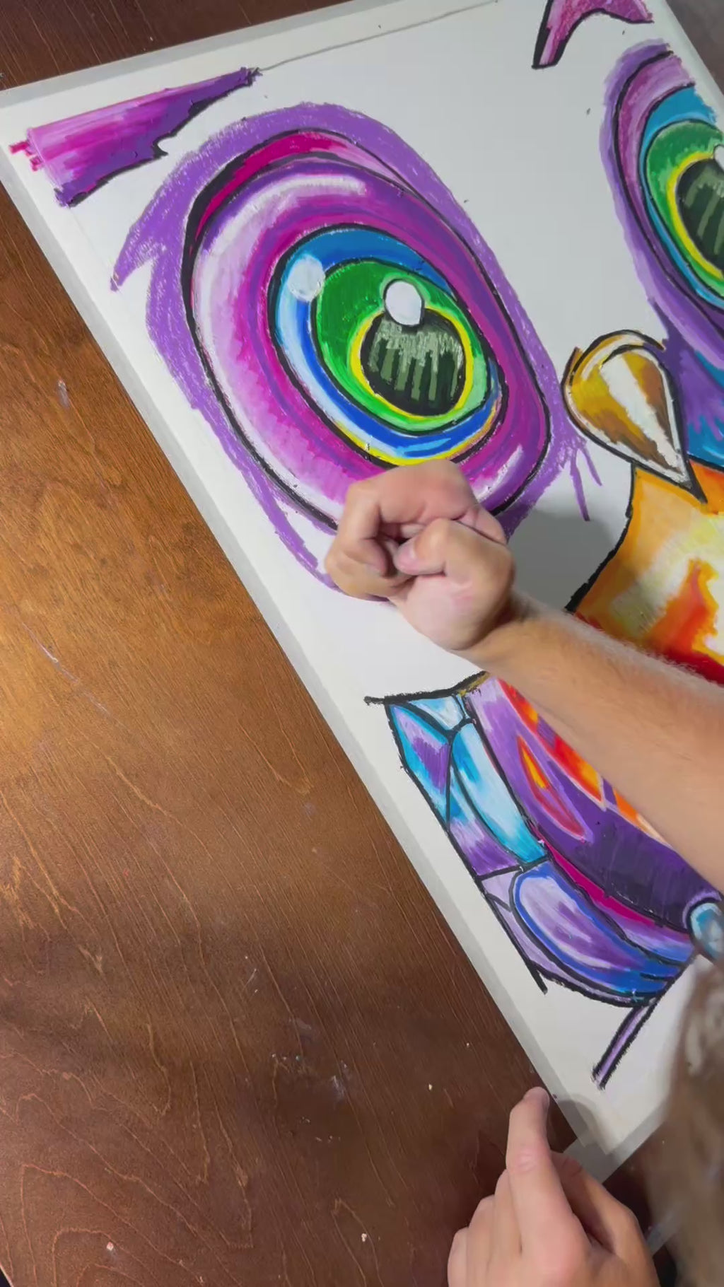 Tiffany The Owl - Original oil pastels artwork 19x24” (video attached)