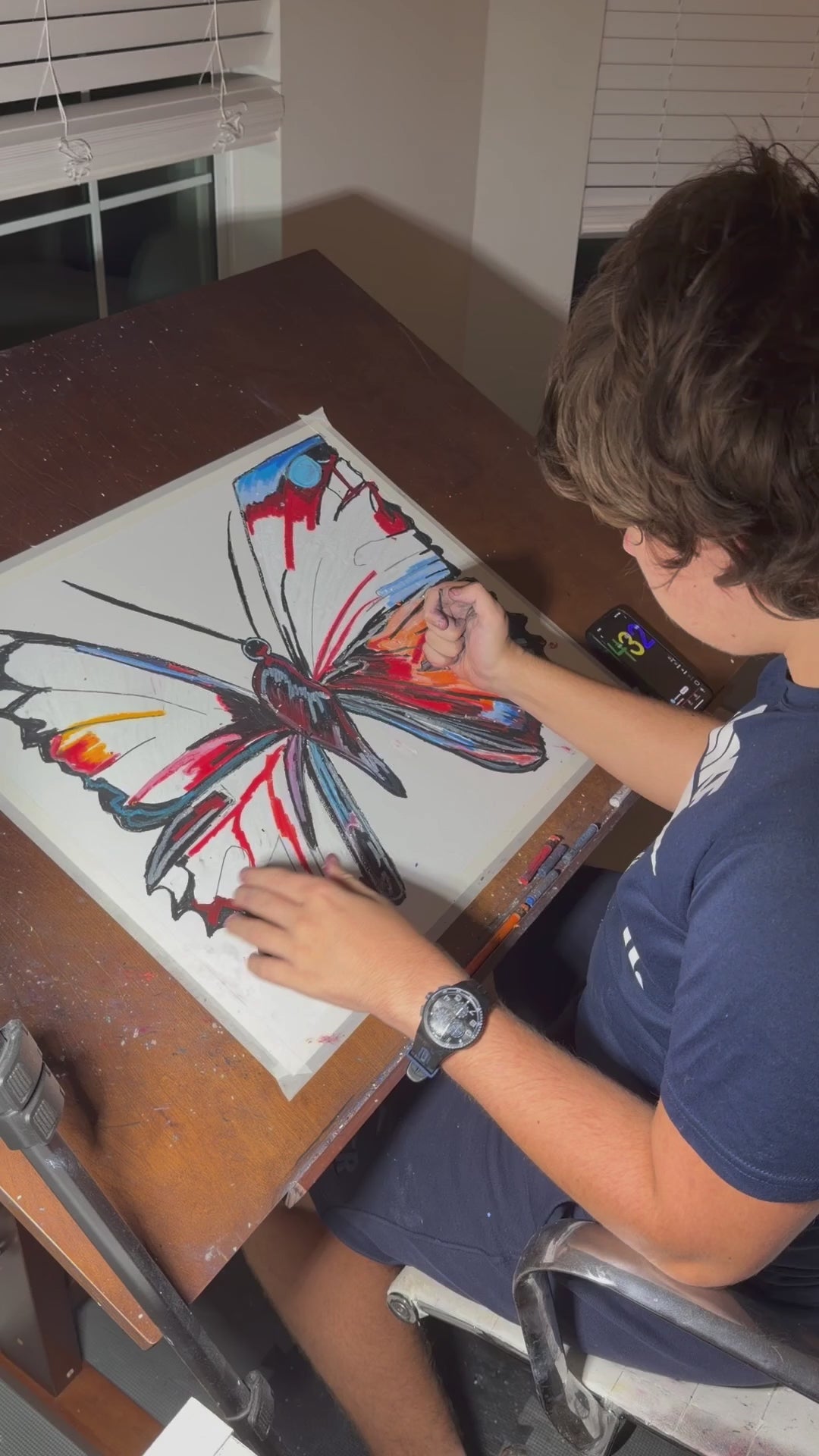 Butterfly Bliss - ORIGINAL OIL PASTEL ARTWORK - 24x19" (video attached)