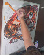 The Curious Cat - ORIGINAL OIL PASTEL ARTWORK - 19x24" (video attached)