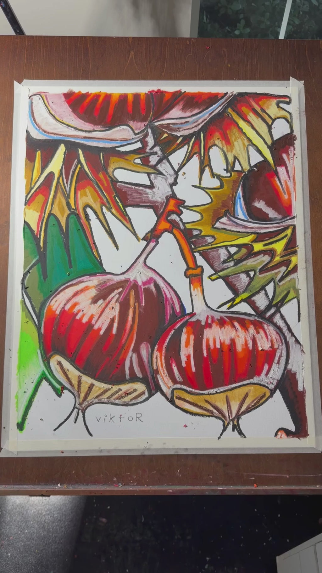 Chestnuts - ORIGINAL OIL PASTEL ARTWORK - 19x24" (video attached)
