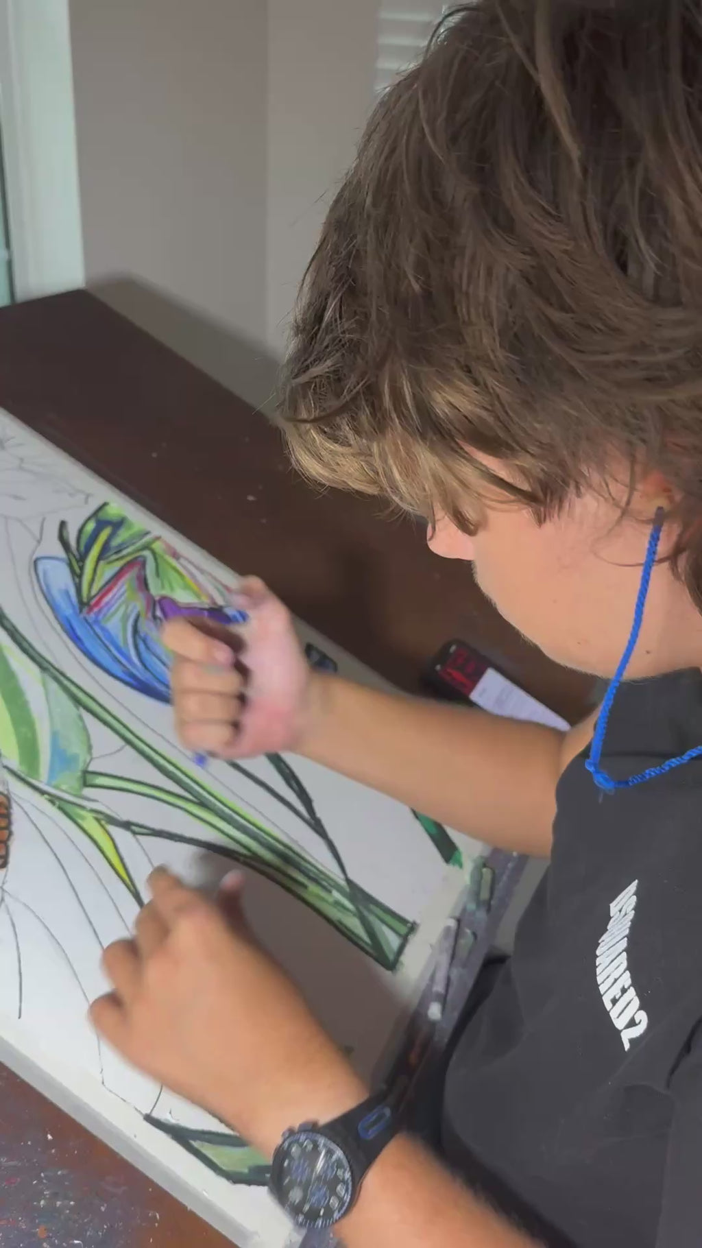 Flower mix - ORIGINAL OIL PASTEL ARTWORK - 19x24"(video attached)