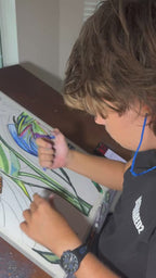 Flower mix - ORIGINAL OIL PASTEL ARTWORK - 19x24"(video attached)