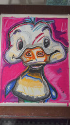 Duckling - ORIGINAL OIL PASTEL ARTWORK - 19x24"(video attached)