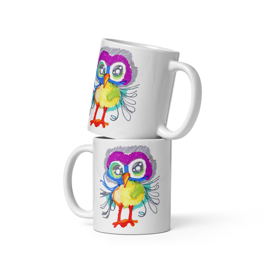 Funny Bird - White glossy mug