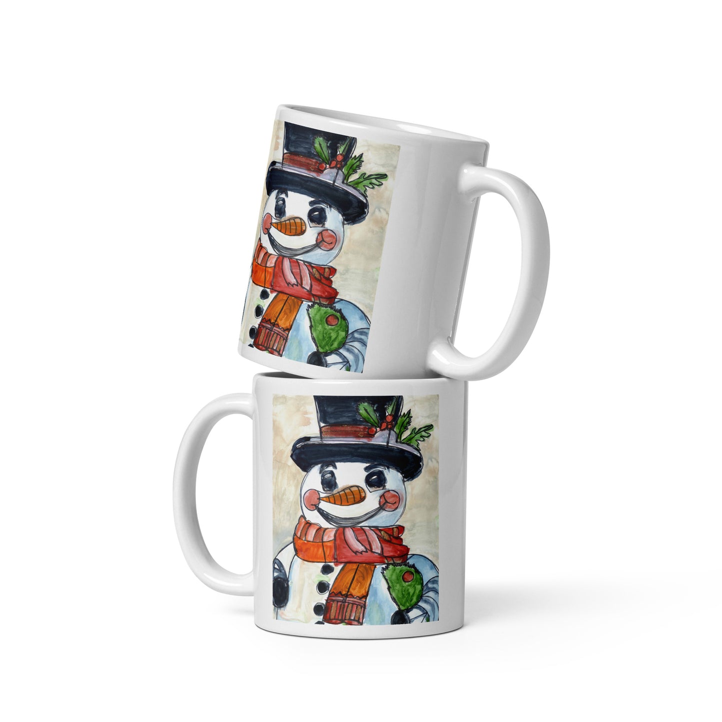 Snowman - White glossy mug