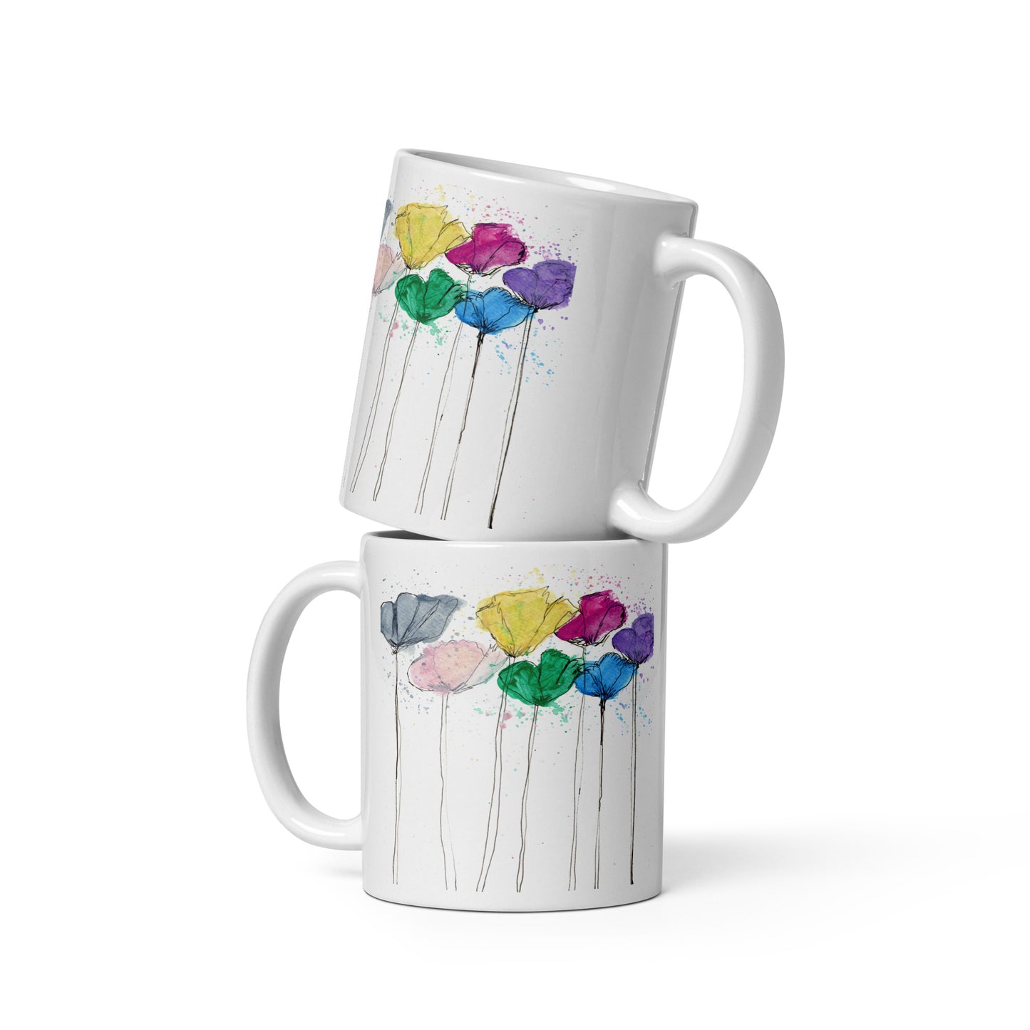 7 Flowers - White glossy mug