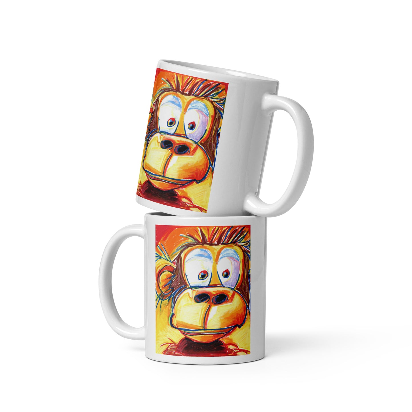 Silly Monkey - White glossy mug