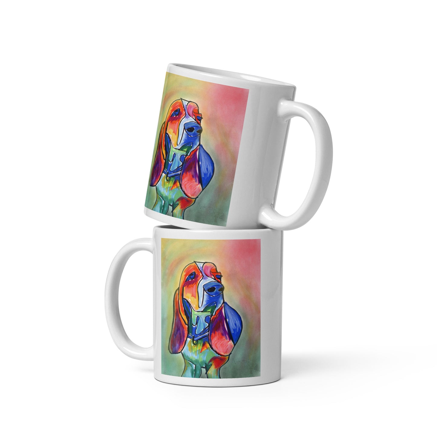 Basset - White glossy mug