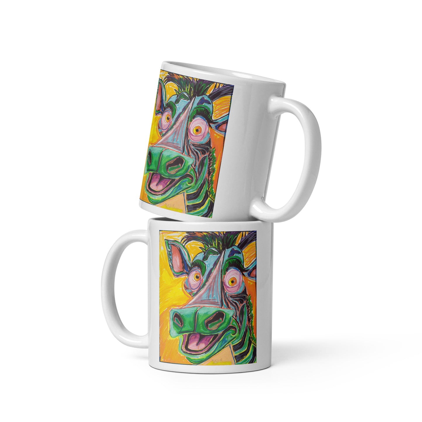 Happy Zebra - White glossy mug