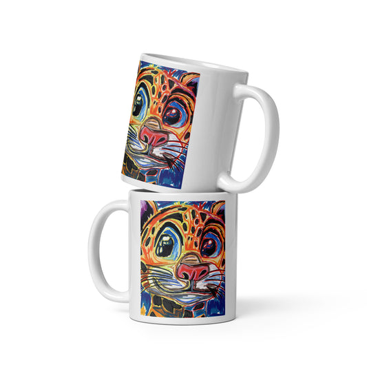 Leopard - White glossy mug