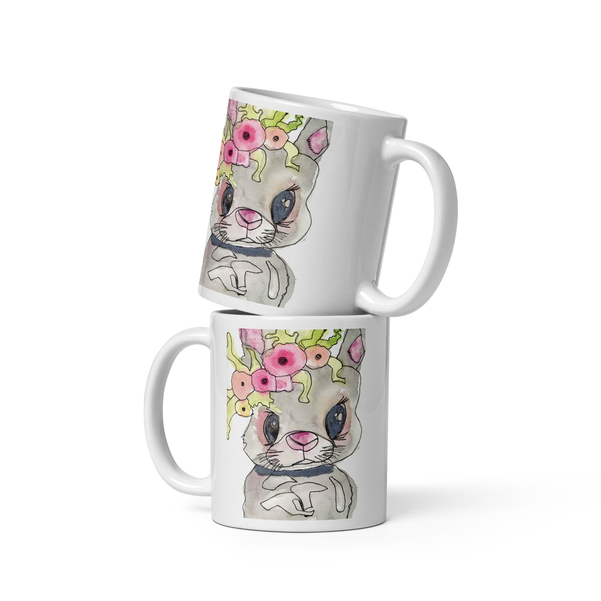Rabbit - White glossy mug