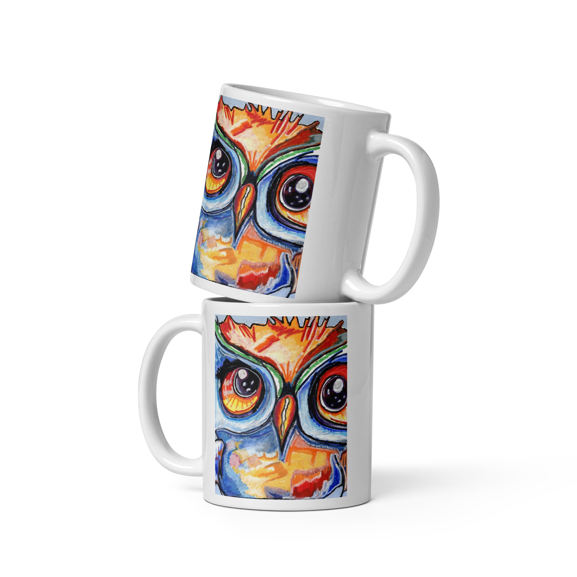 Rainbow Owl - White glossy mug – Vichy's Art