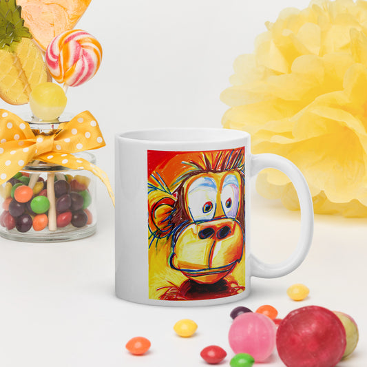 Silly Monkey - White glossy mug