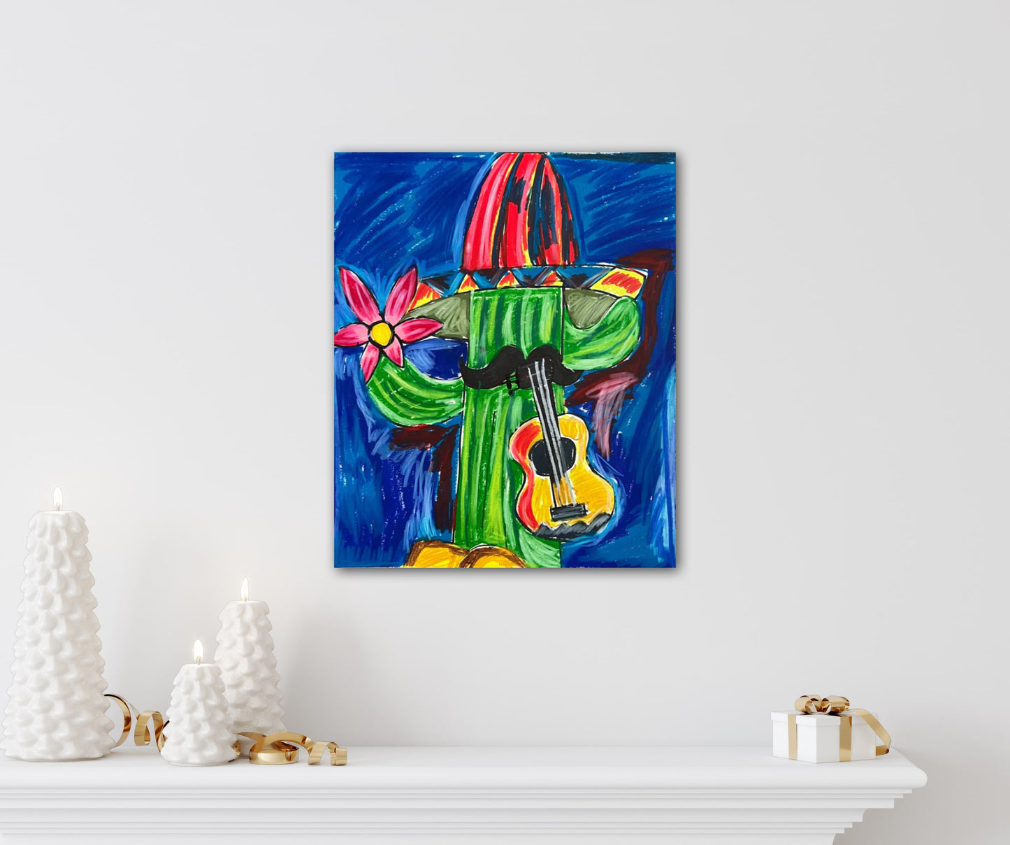 Mexican Cactus - ORIGINAL Oil Pastel art 14x17"