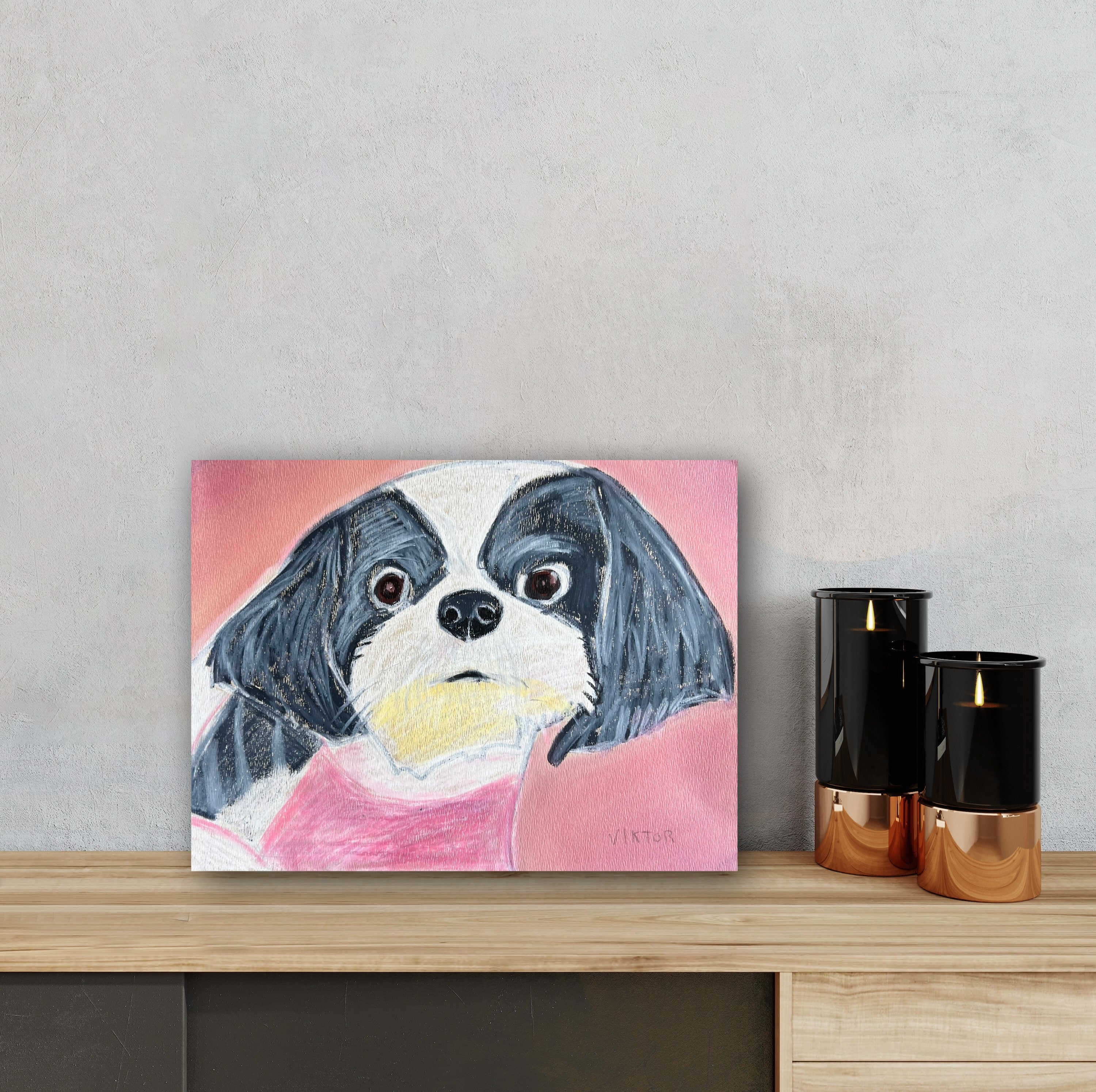 Shih Tzu - ORIGINAL oil pastel in size 9x12"