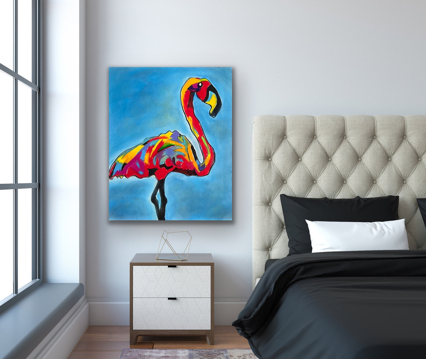 Colorful Flamingo - Stretched Canvas Print in more sizes