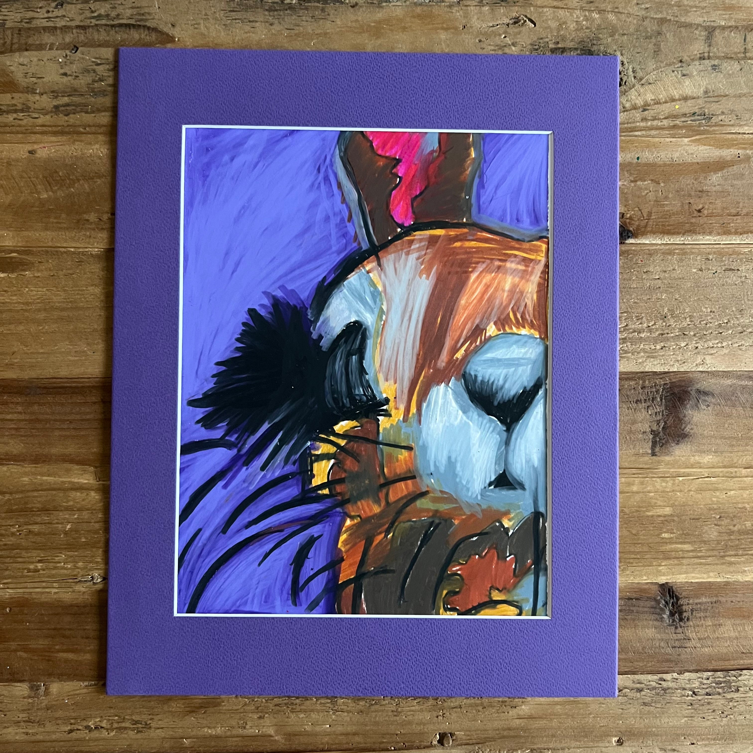 Purple Rabbit - ORIGINAL 9x12"