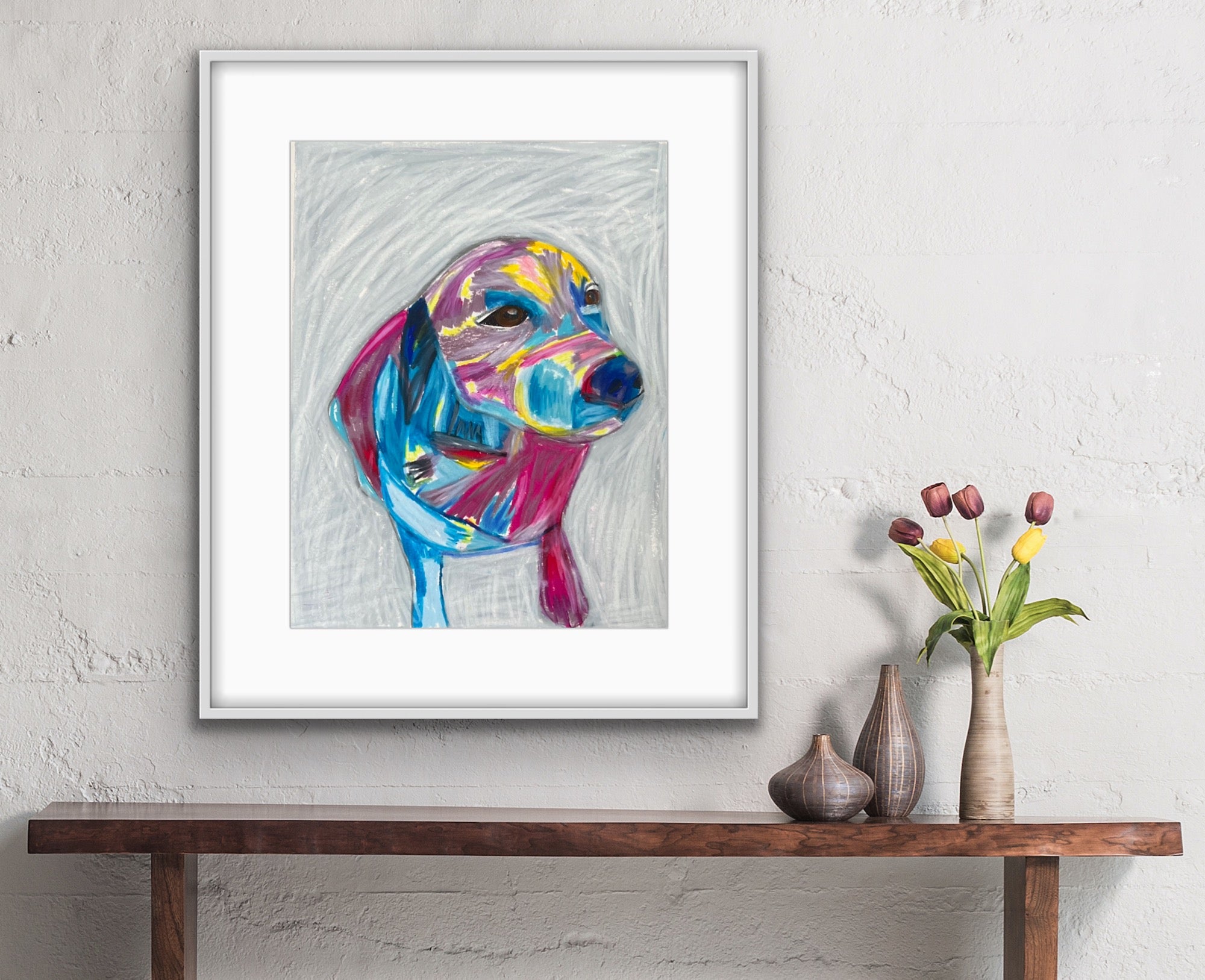 Colorful Labrador - ORIGINAL OIL PASTEL ARTWORK - 11x14"