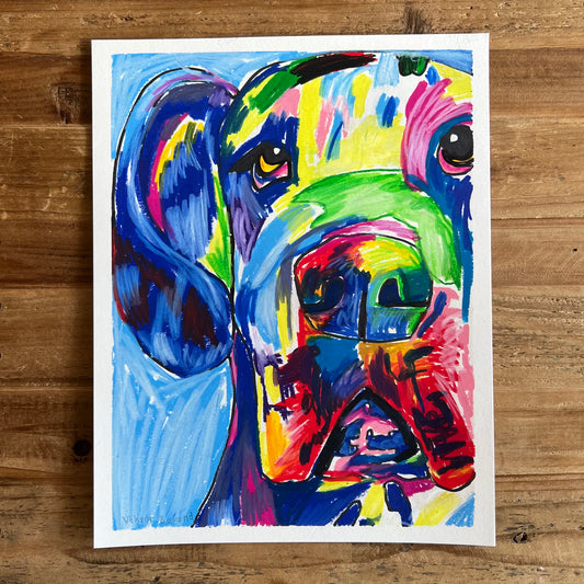 Colorful Dog  - ORIGINAL 11x14”