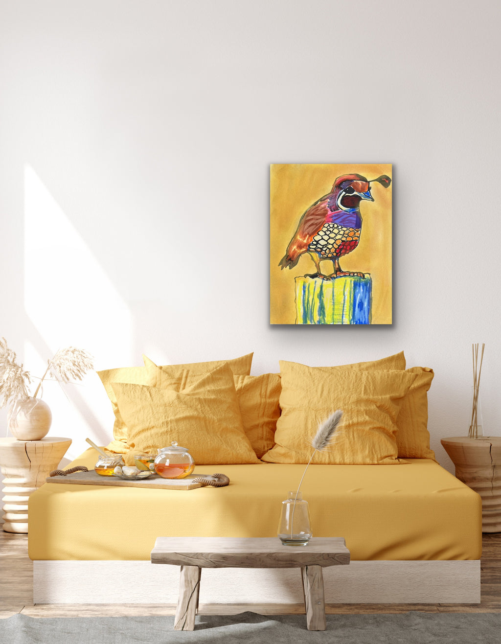 Quail Bird - ORIGINAL OIL PASTEL ARTWORK - 11x14"