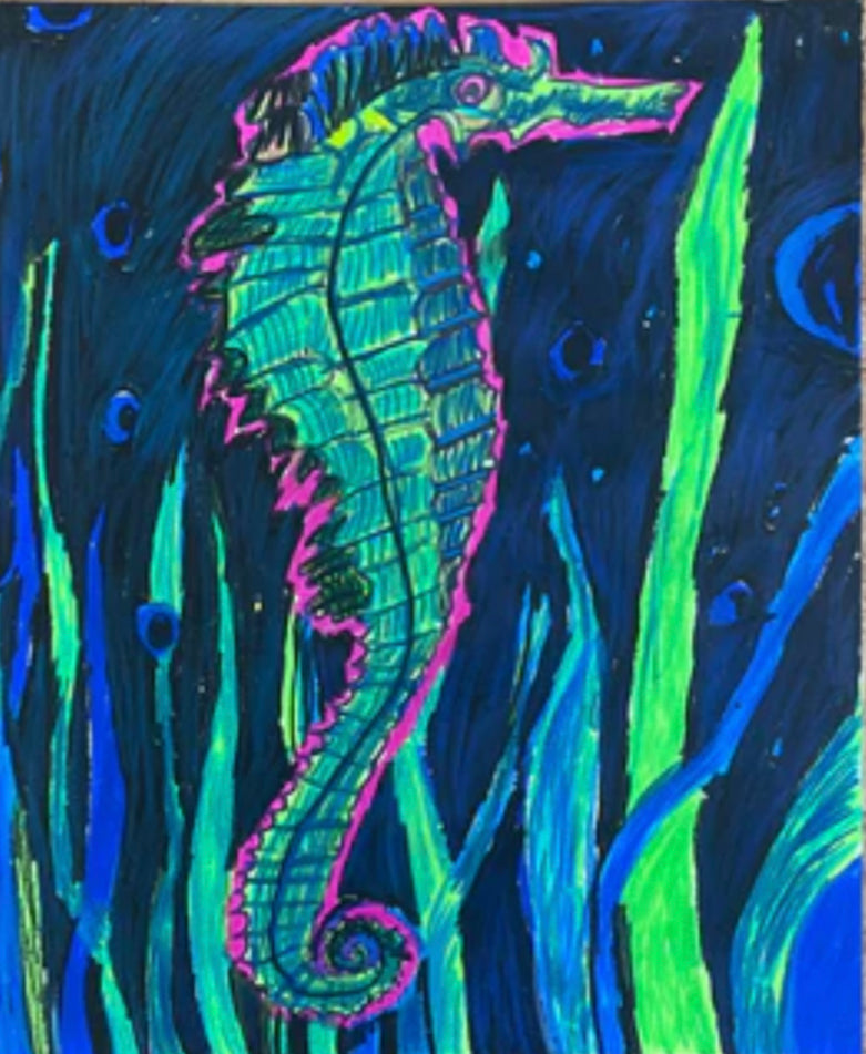 Seahorse - ORIGINAL 14x17" - Vichy's Art