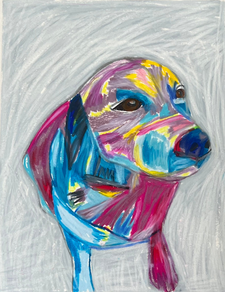 Colorful Labrador - ORIGINAL OIL PASTEL ARTWORK - 11x14"