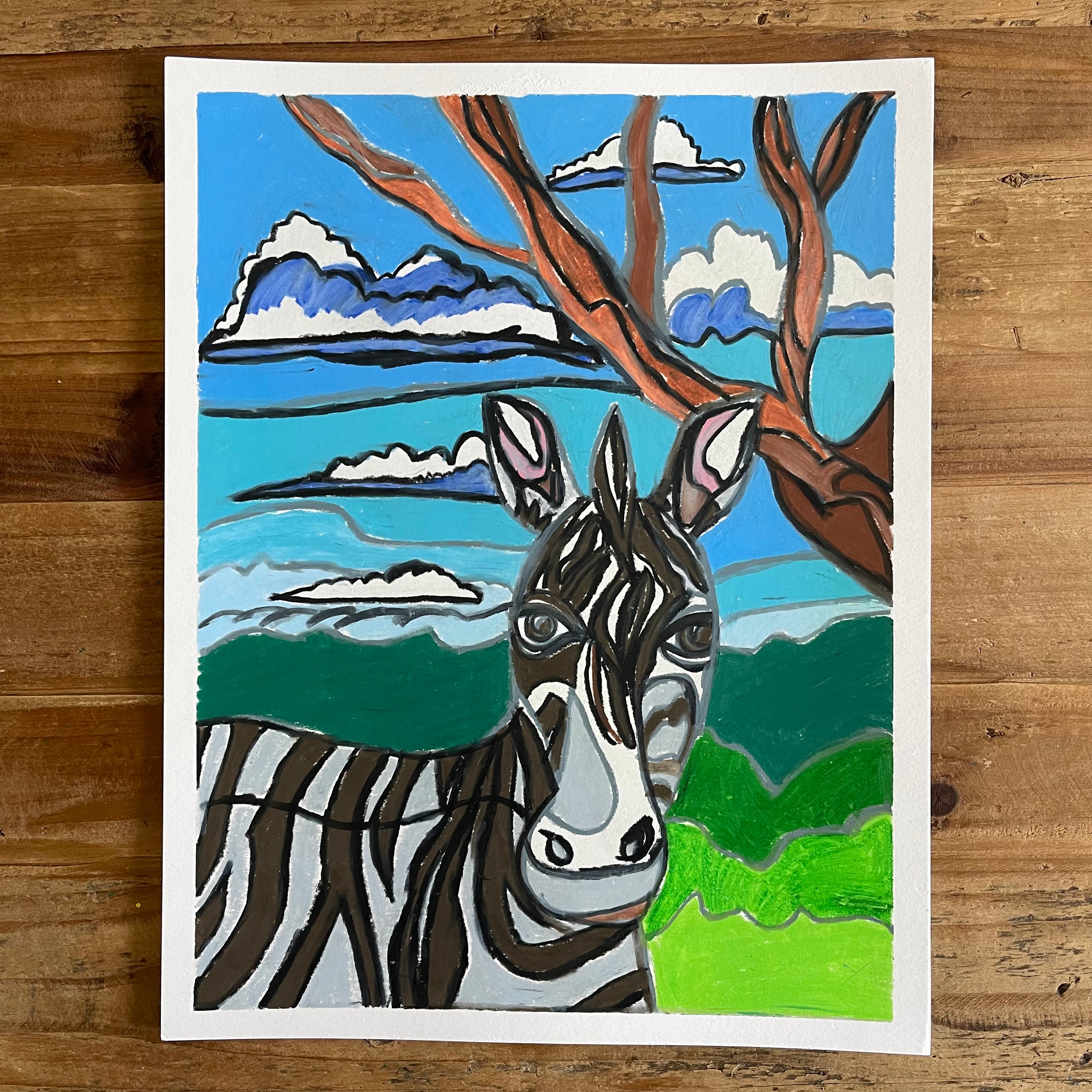 My Lovely Zebra  - ORIGINAL 11x14" - Vichy's Art