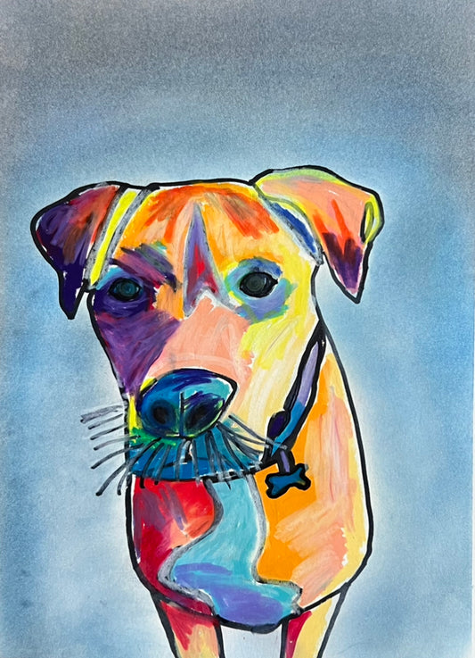 Colorful Dog - ORIGINAL 9x12"