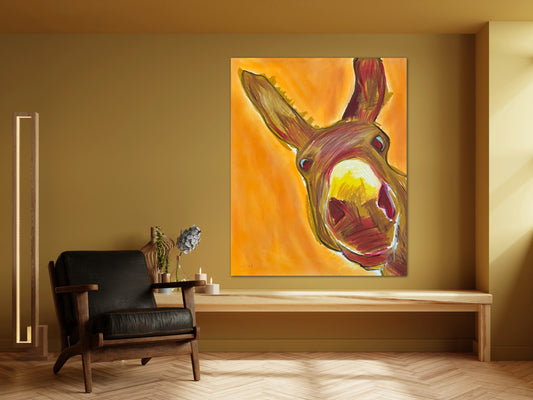 Funny Donkey - Stretched Canvas Print in more sizes