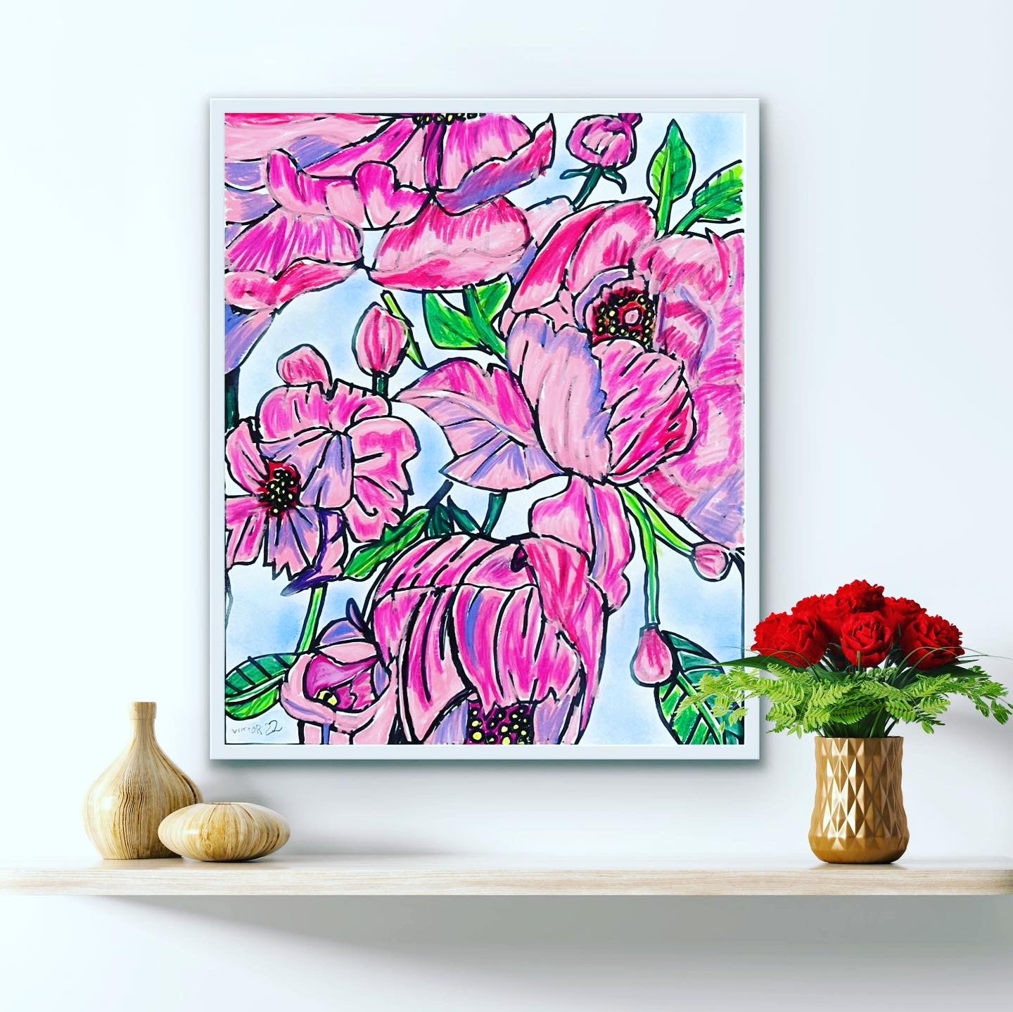 Peony - Stretched Canvas Print in more sizes