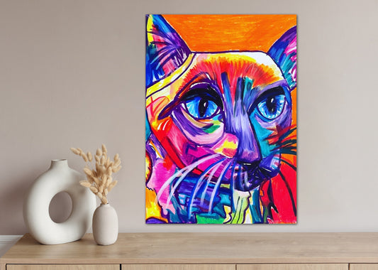 Colorful Cat - Stretched Canvas Print in more sizes