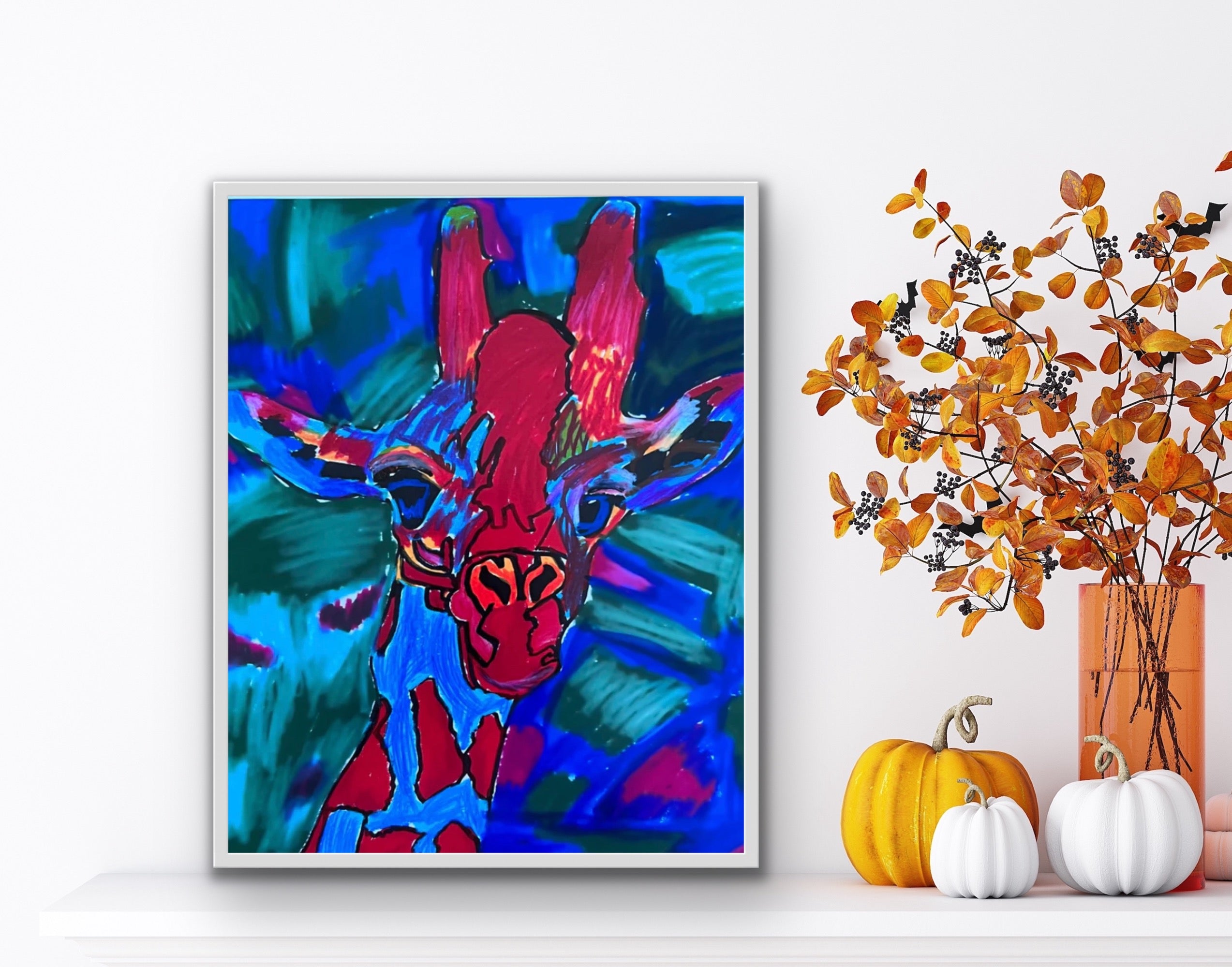 Colorful Giraffe - ORIGINAL 11x14"
