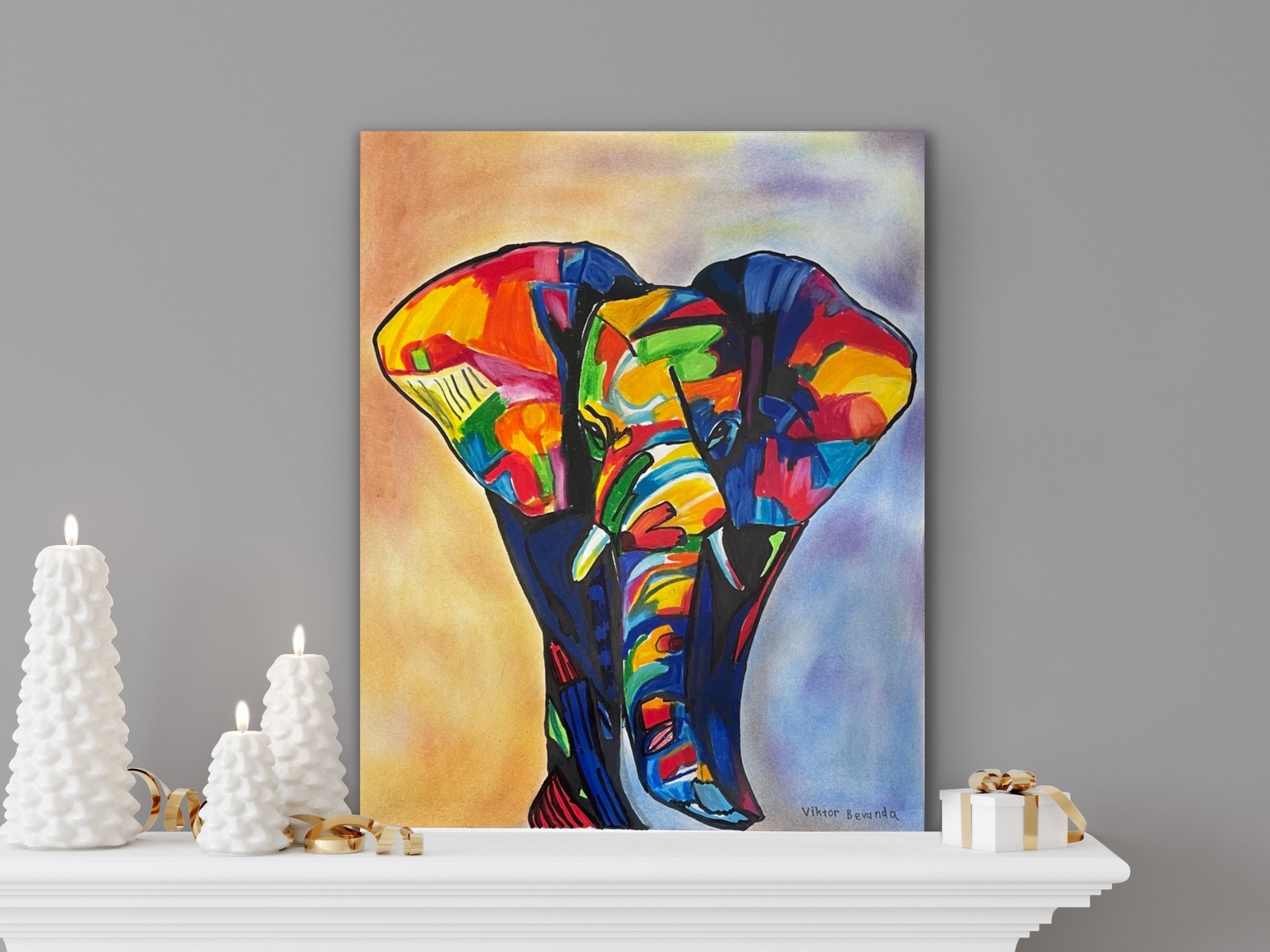 Elephant in a Vibrant Colors - Art Prints