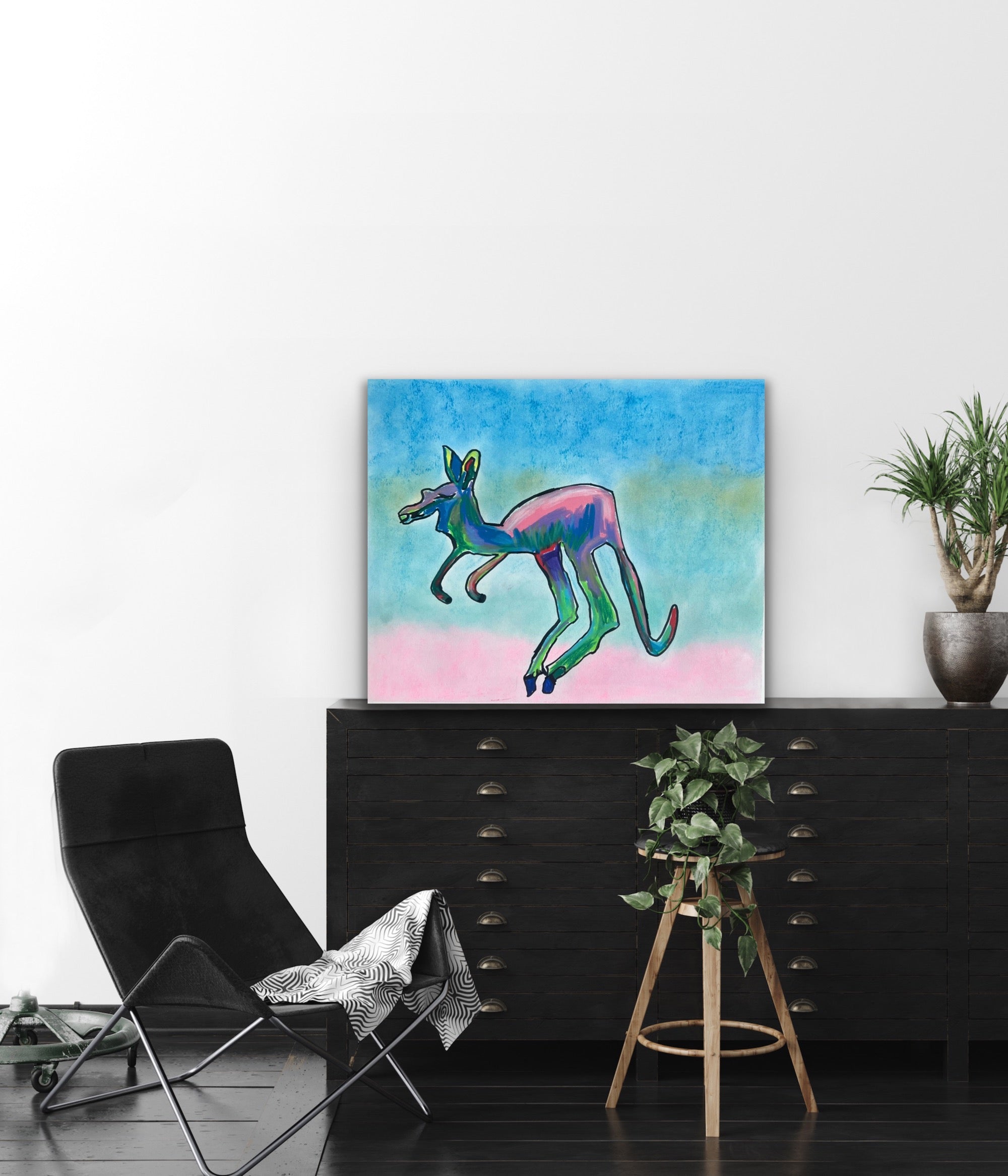 Kangaroo  - ORIGINAL OIL PASTEL ARTWORK -14x17"