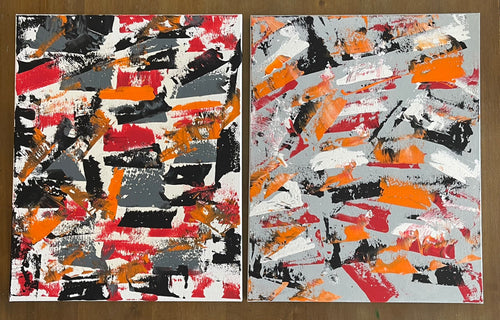 Bricks On The Wall - Set of two - ORIGINAL acryl on canvas 16x20” - Vichy's Art