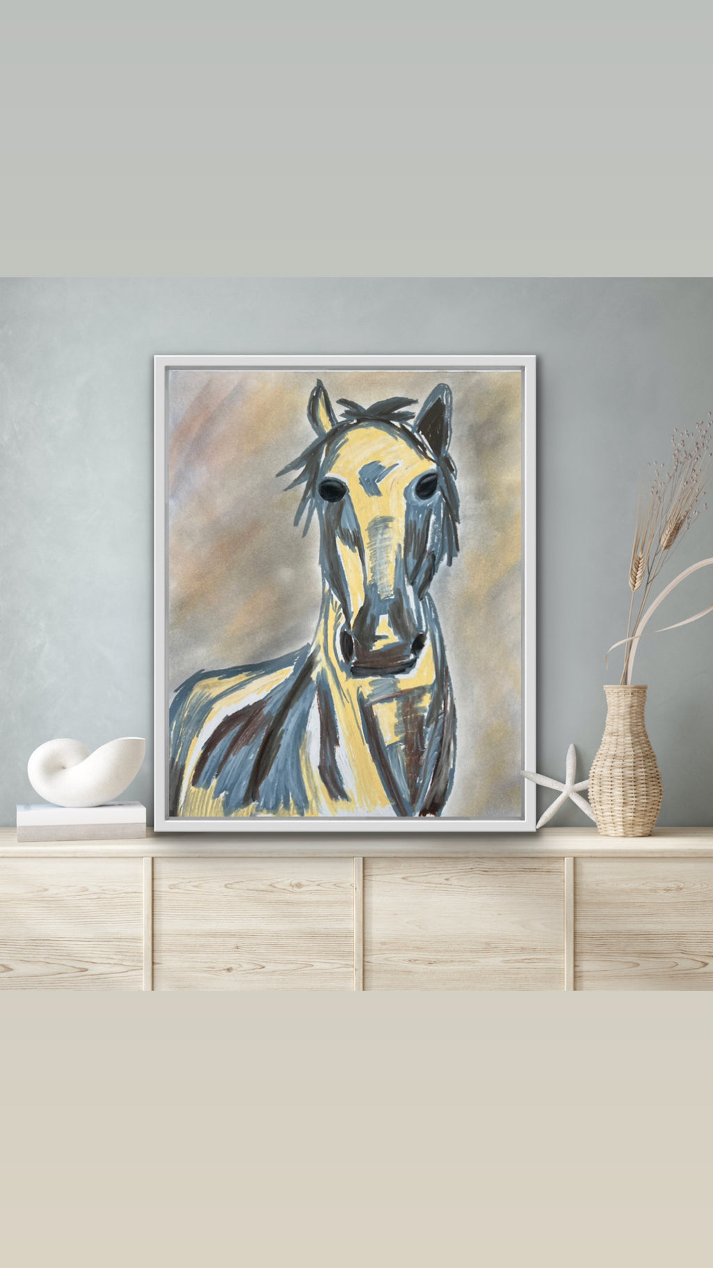 Yellow Horse  - ORIGINAL 14x17” FRAMED