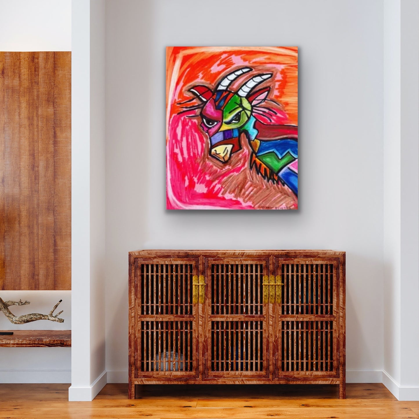 Crazy GOAT - Stretched Canvas Print in more sizes