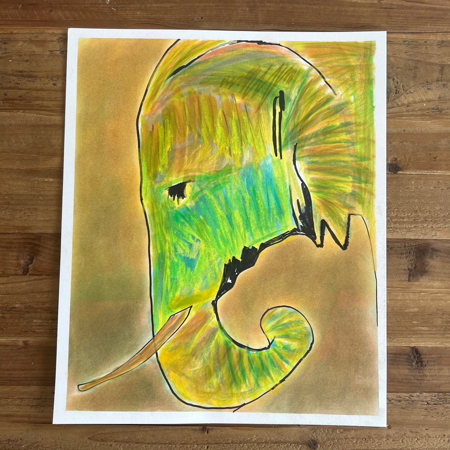 Green Elephant - ORIGINAL 14x17”