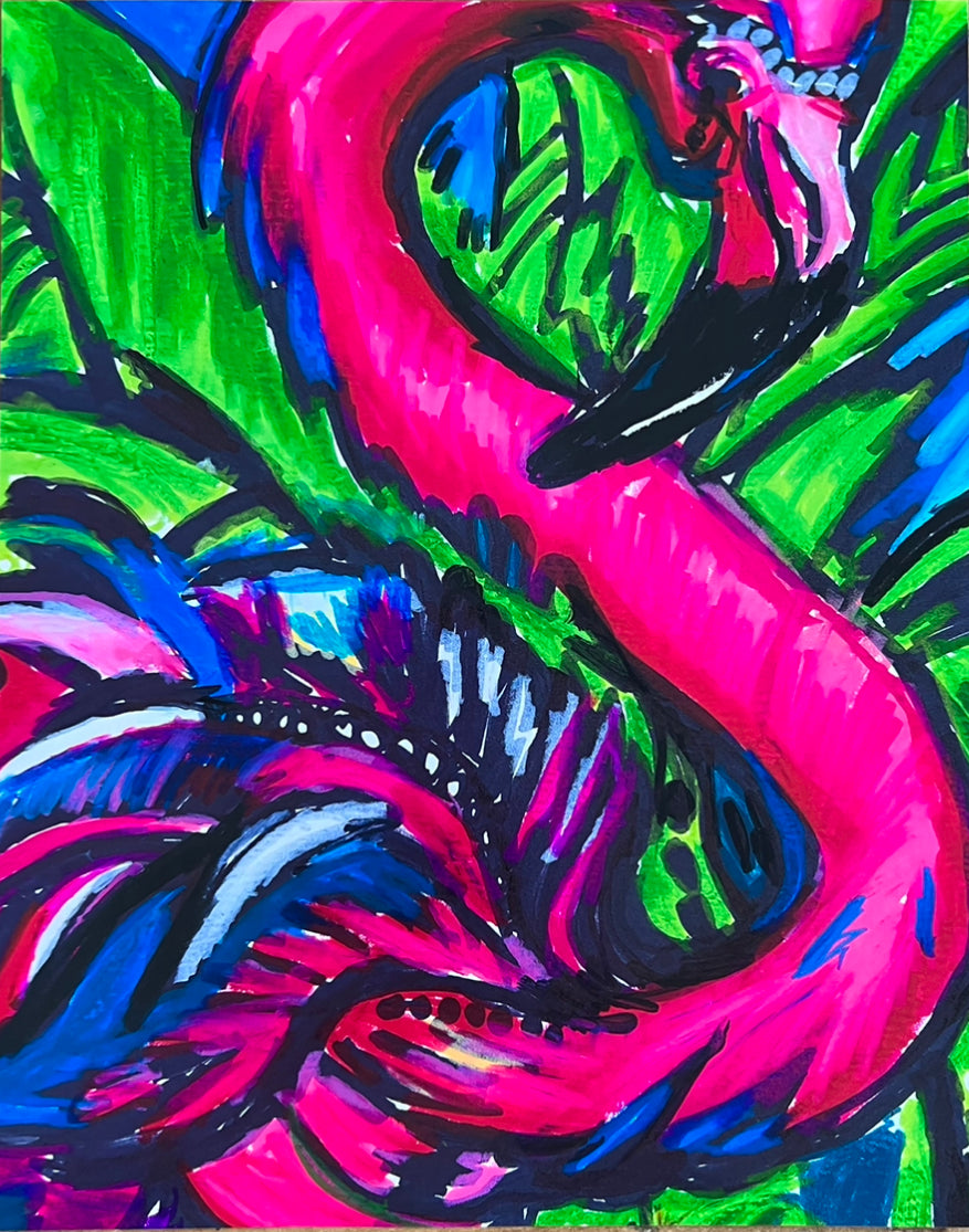 Purple Flamingo - fine prints and canvas prints in more sizes - Vichy's Art