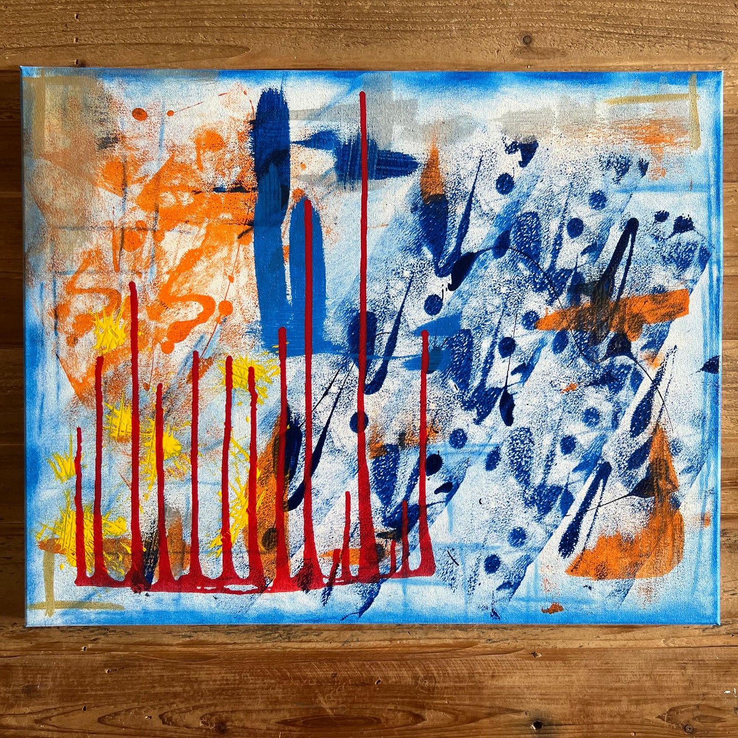 Red & Blue No 3 - ORIGINAL acrylic on canvas 16x20"