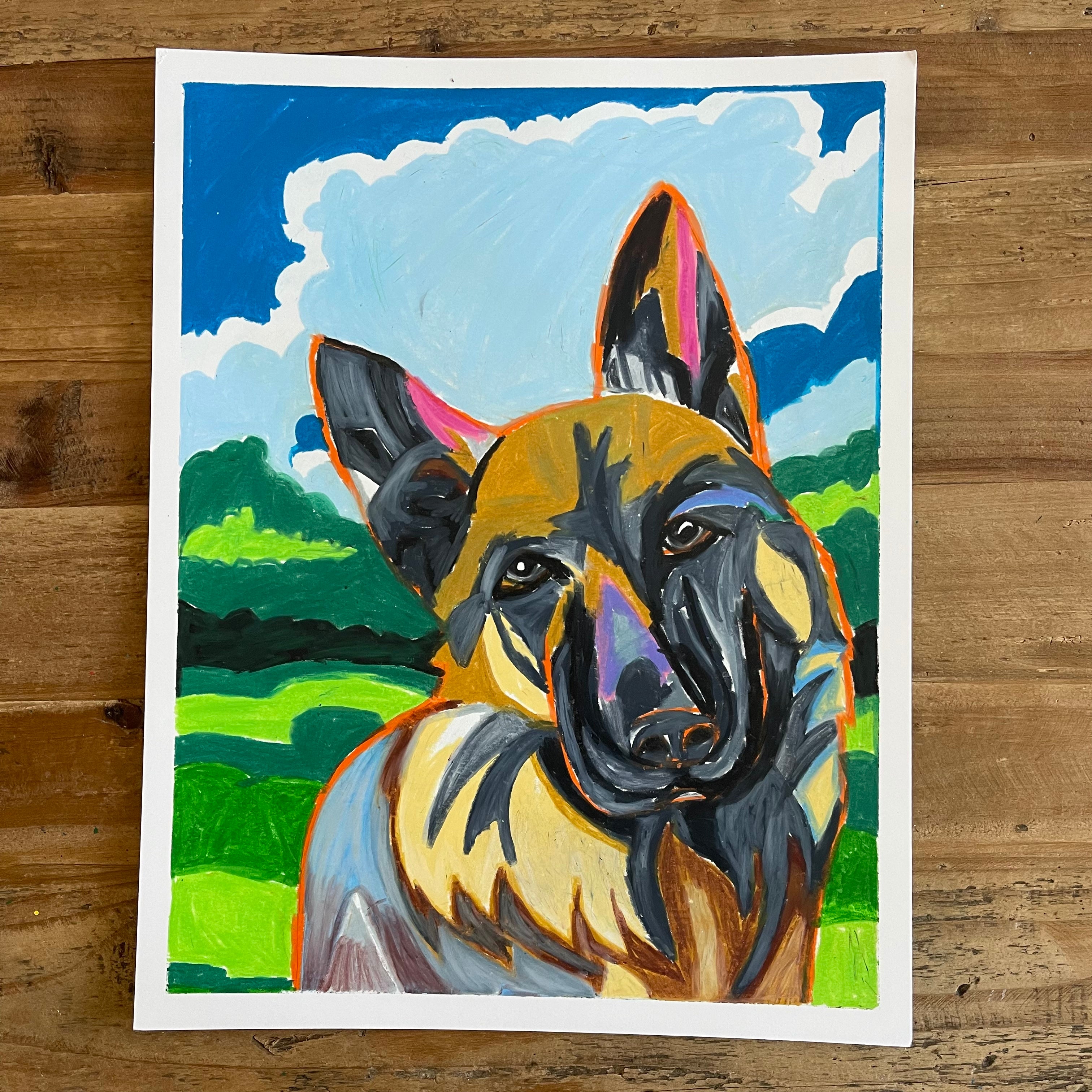 German Shepherd Dog  - ORIGINAL 11x14" - Vichy's Art