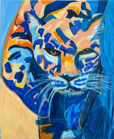 Blue Leopard  - ORIGINAL 14x17” FRAMED