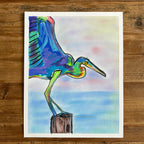 Heron Bird - ORIGINAL OIL PASTEL ARTWORK - 11x14"